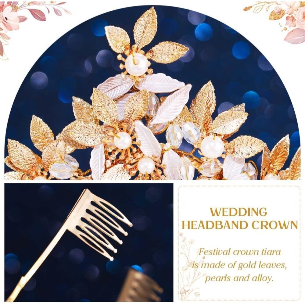 Gold Leaf Headband Alloy Roman Laurel Crown Wedding Prom Costume Accessory - Picture 5 of 7